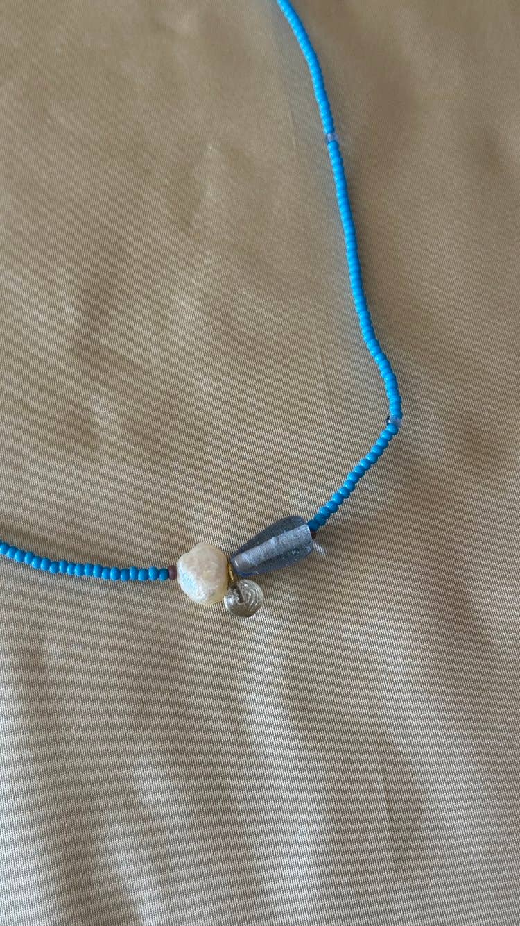 Recycled Lovers - Glass and Pearl Pendant Necklace