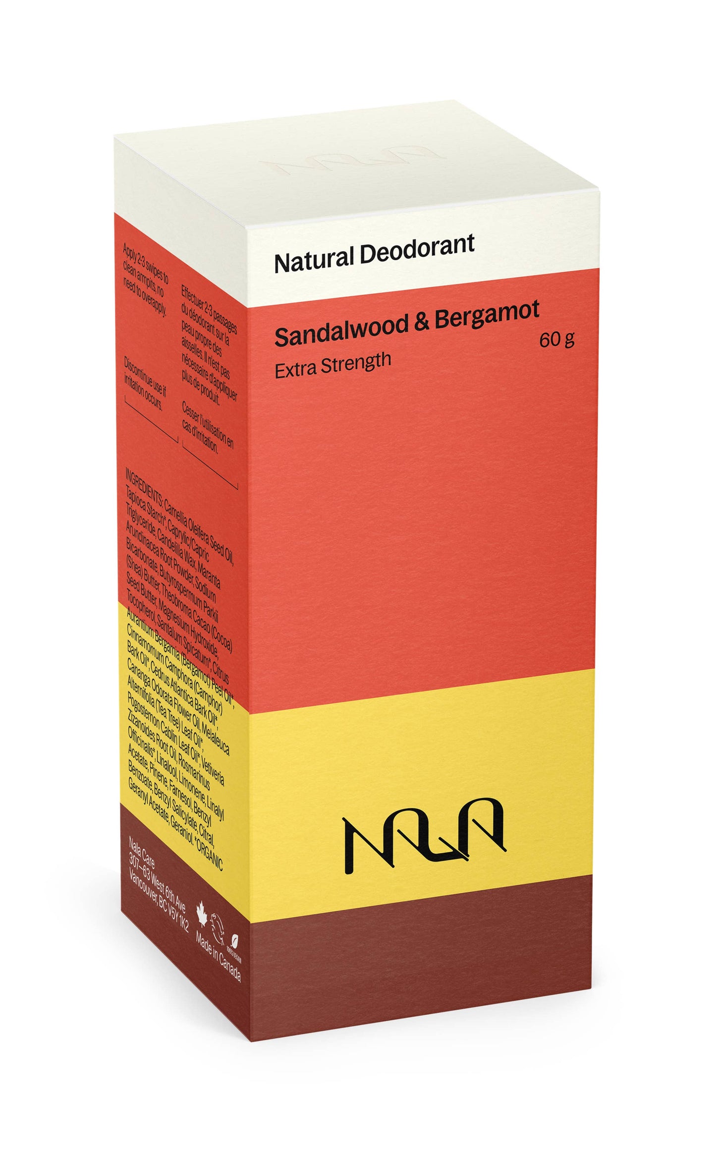 NALA ~ Natural Deodorant- Sandalwood & Bergamot, Extra Strength