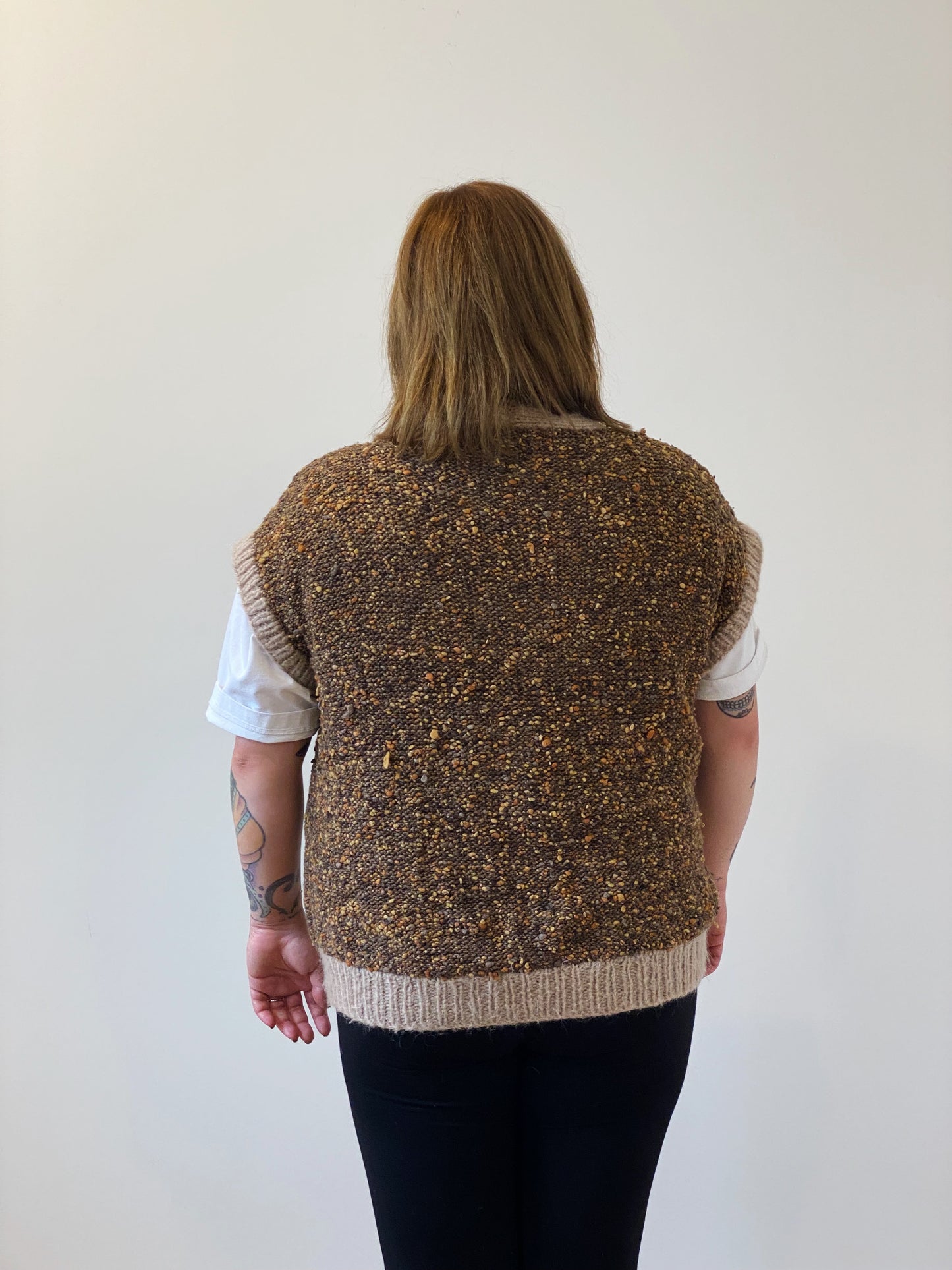 Vintage knit vest with buttons (L)