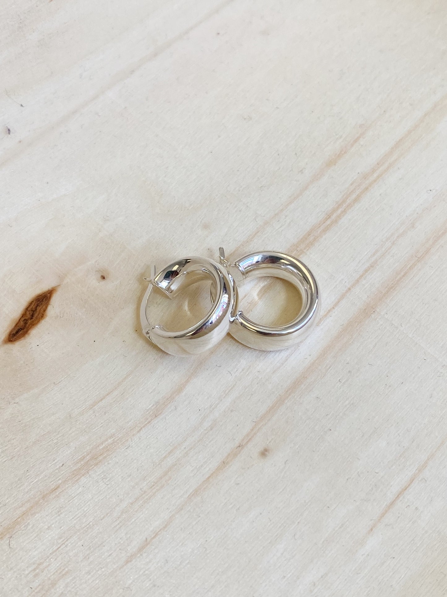 Thick sterling silver hoops