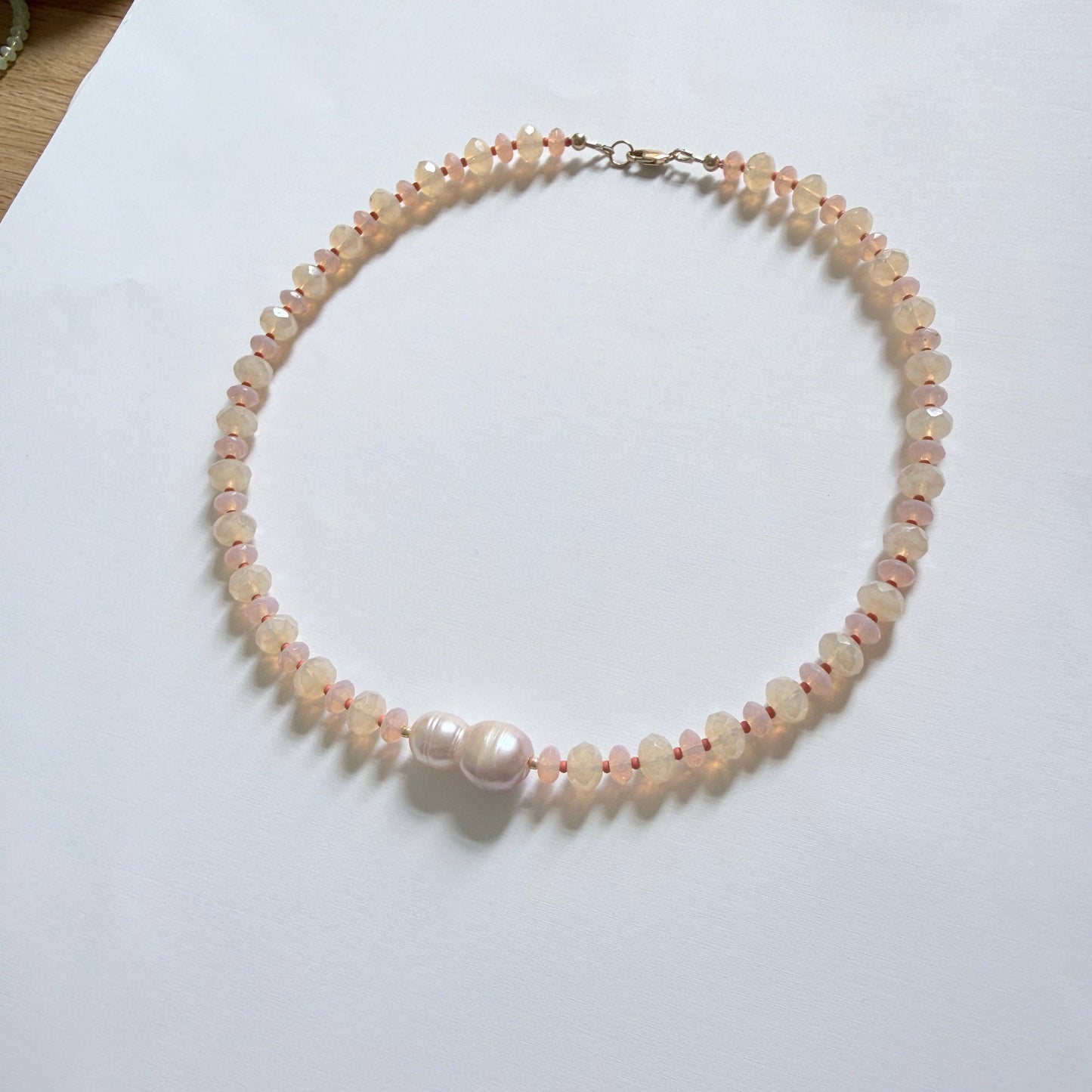Apricot — Opalite & Pearl Necklace