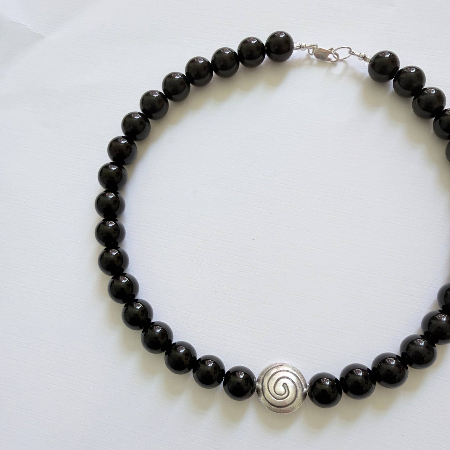 The Spiral Necklace — Black Jasper & Sterling Silver