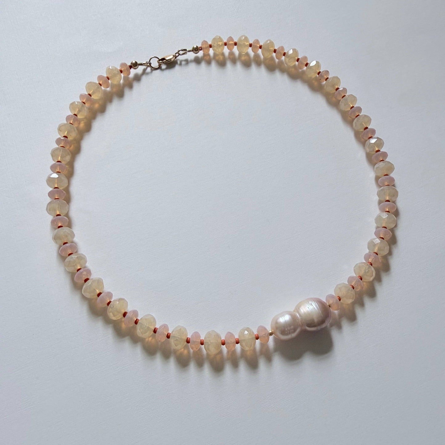 Apricot — Opalite & Pearl Necklace