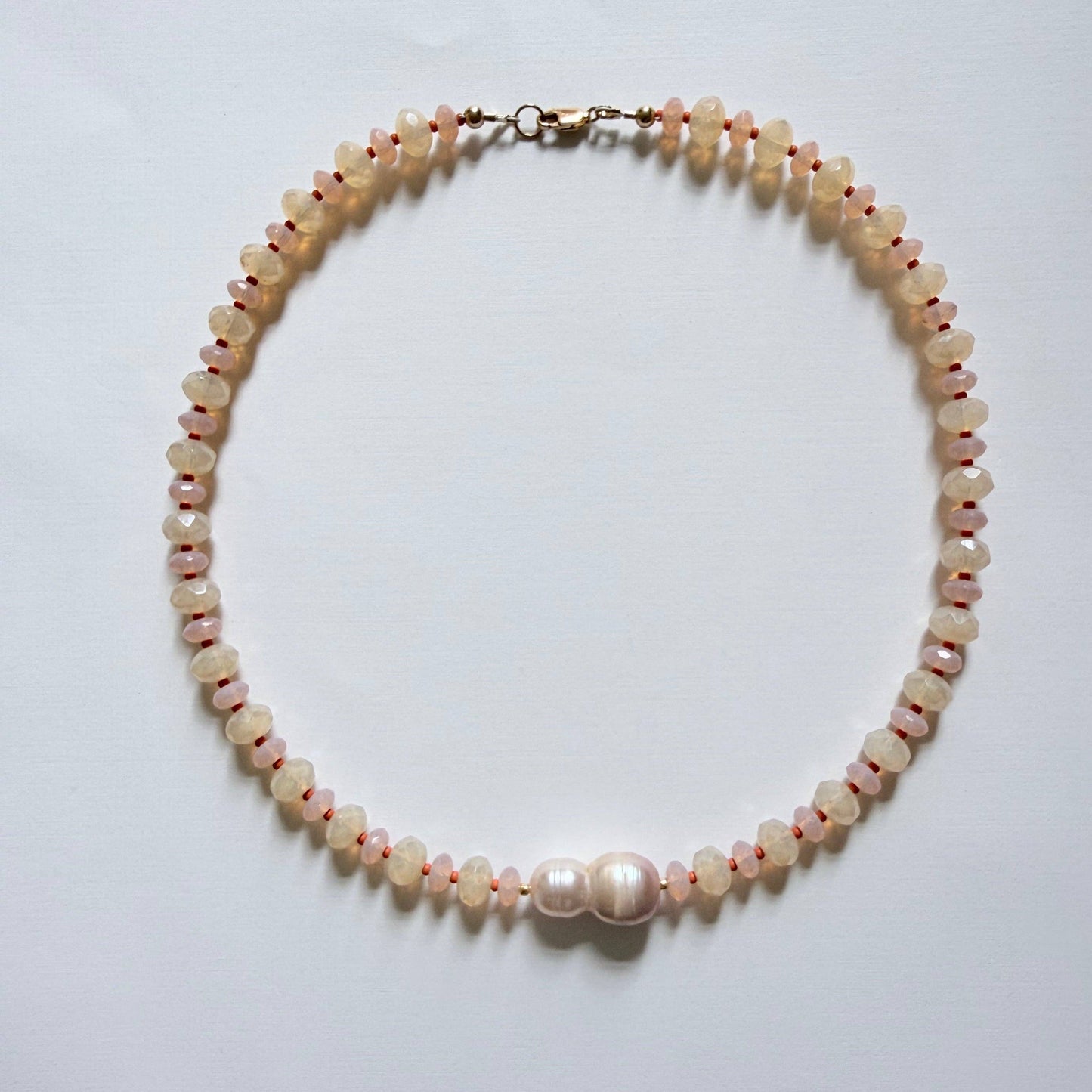Apricot — Opalite & Pearl Necklace