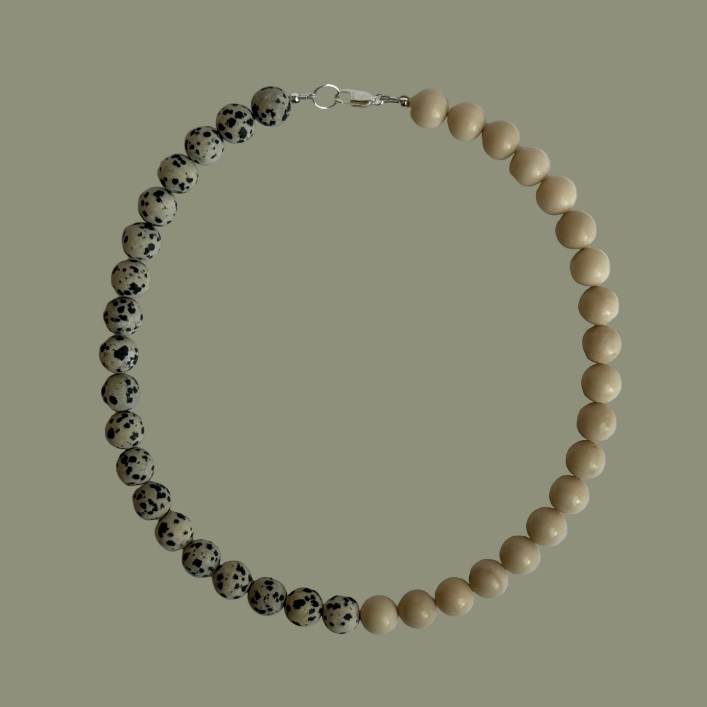 Stone Necklace - Dalmation & Fossil Jasper