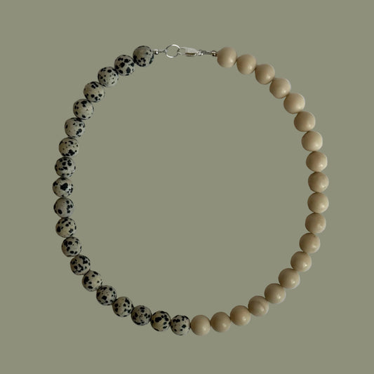 Stone Necklace - Dalmation & Fossil Jasper