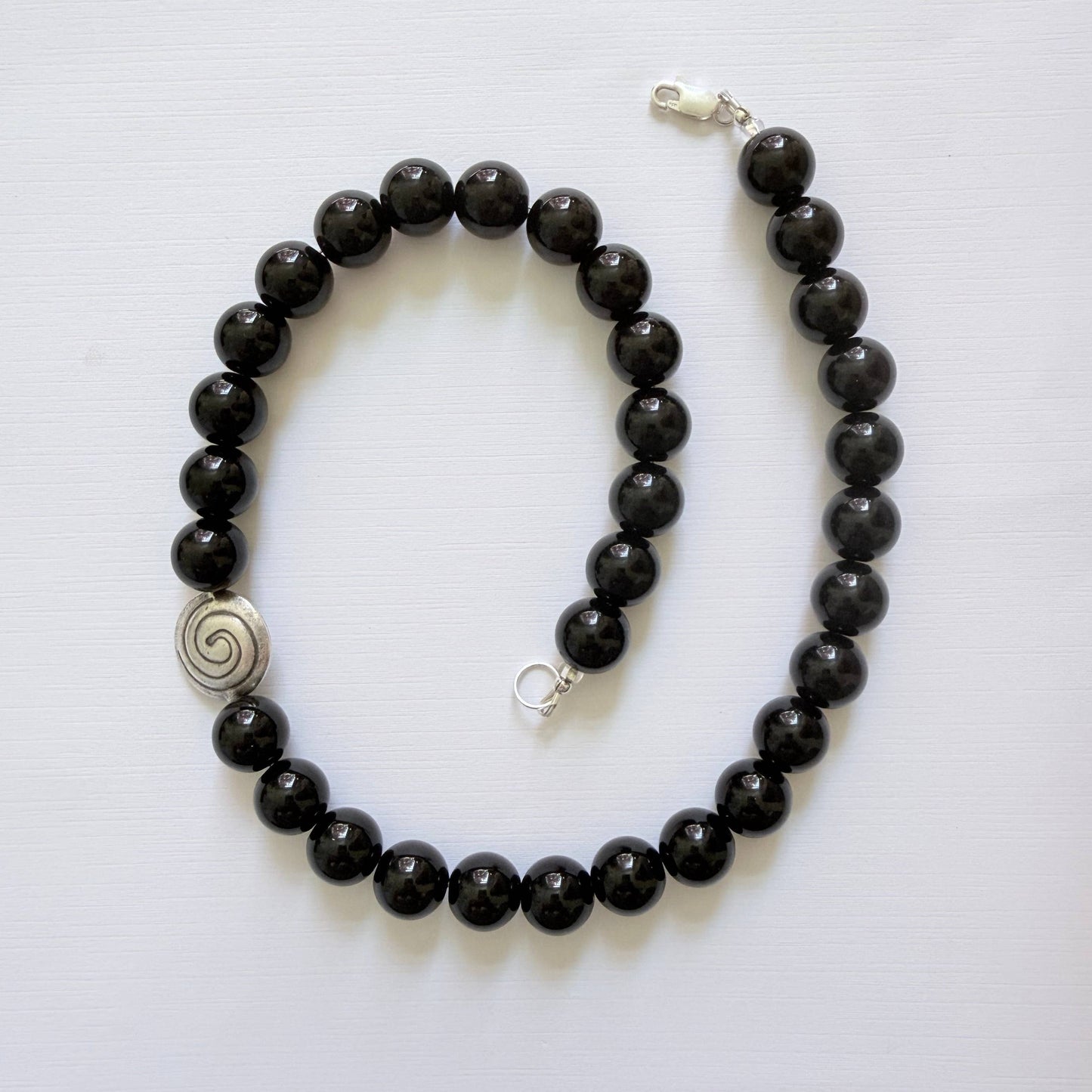 The Spiral Necklace — Black Jasper & Sterling Silver