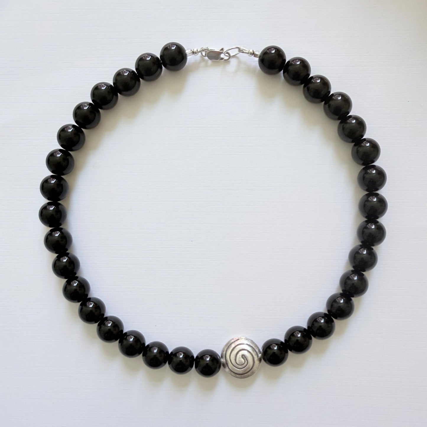 The Spiral Necklace — Black Jasper & Sterling Silver