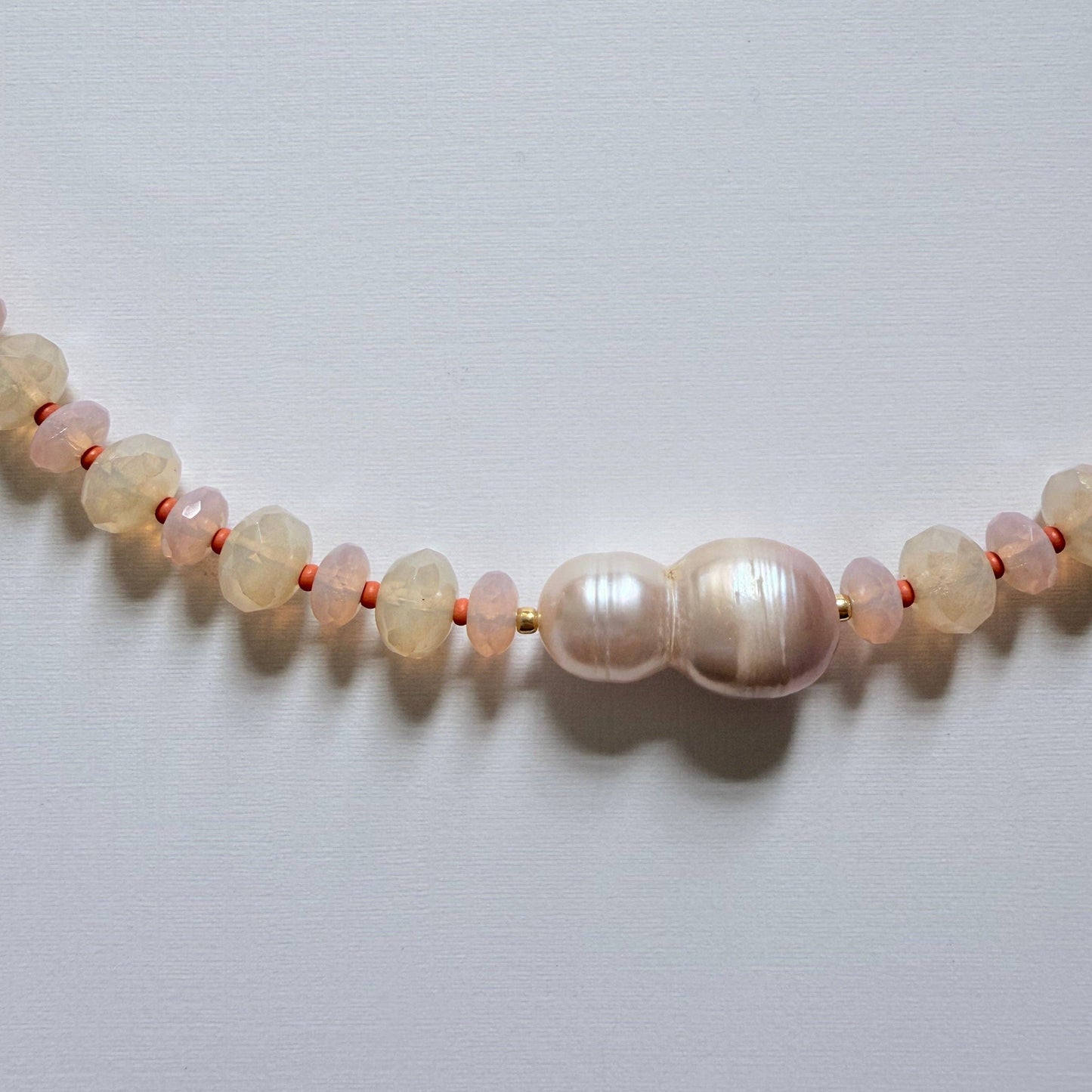 Apricot — Opalite & Pearl Necklace