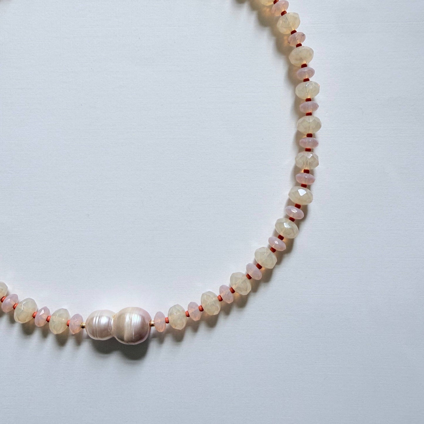 Apricot — Opalite & Pearl Necklace
