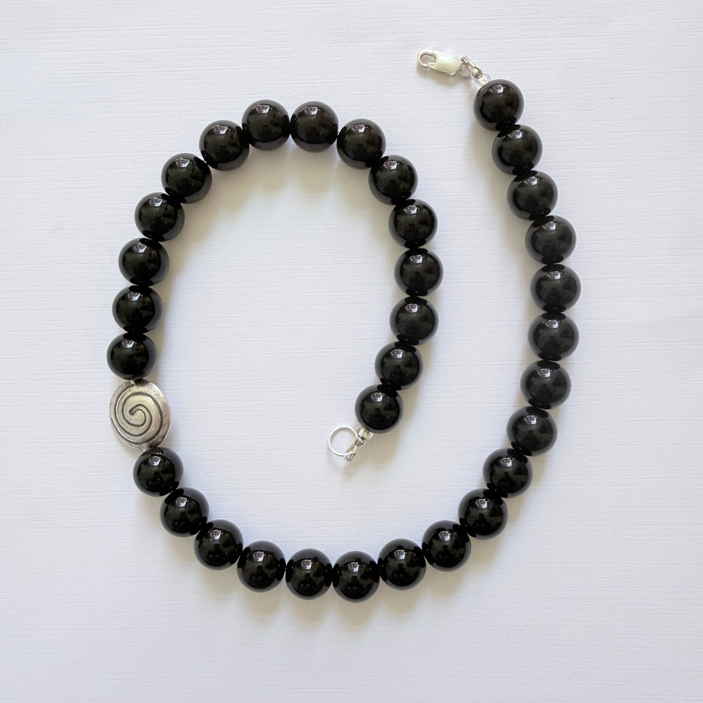 The Spiral Necklace — Black Jasper & Sterling Silver