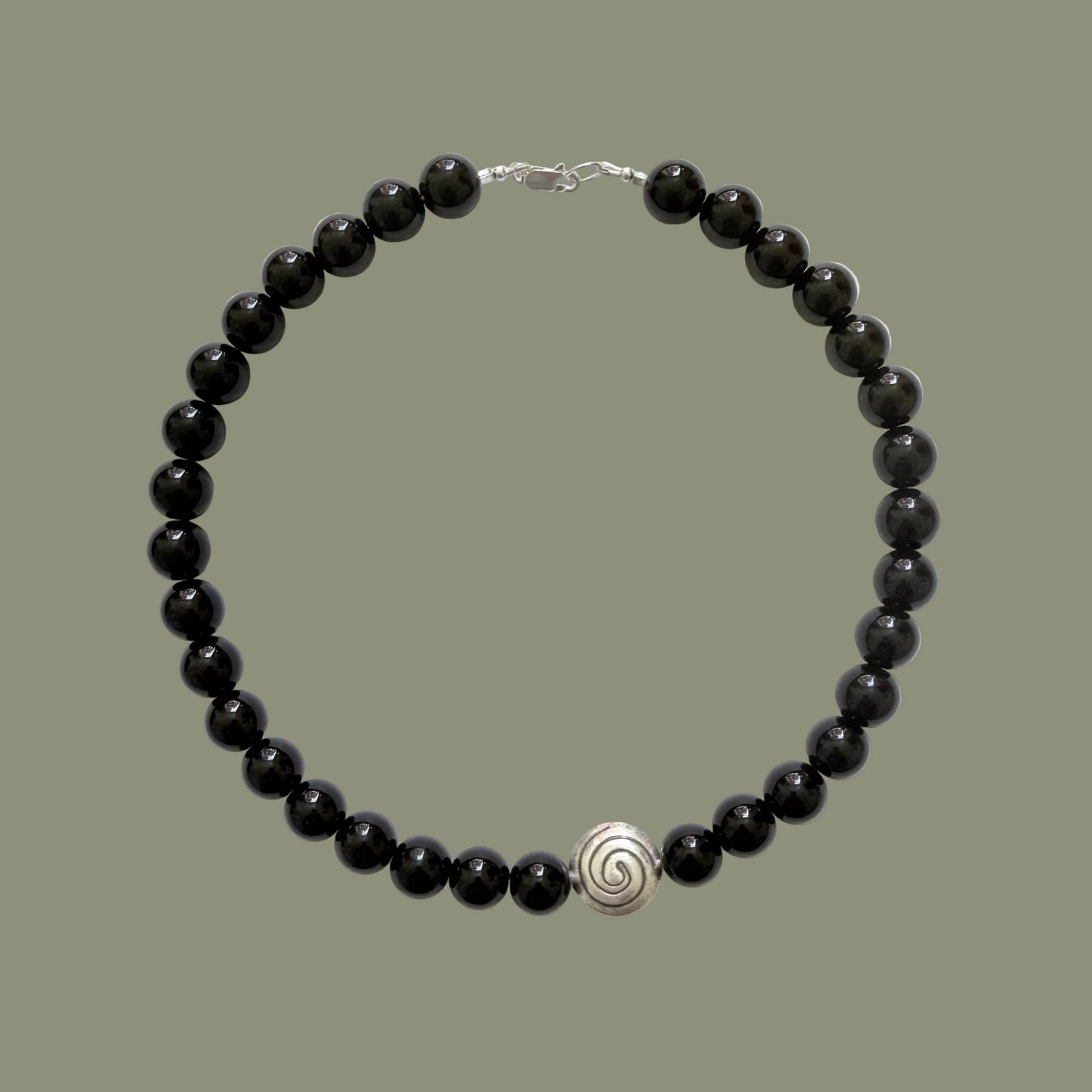 The Spiral Necklace — Black Jasper & Sterling Silver
