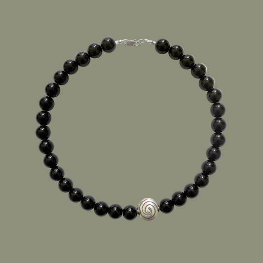 The Spiral Necklace — Black Jasper & Sterling Silver