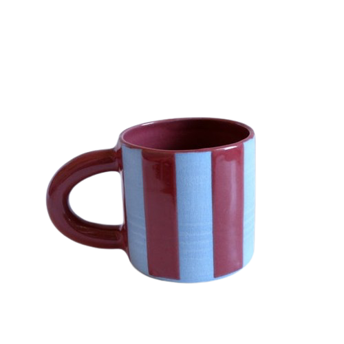 Stripe mug - cherry and blue