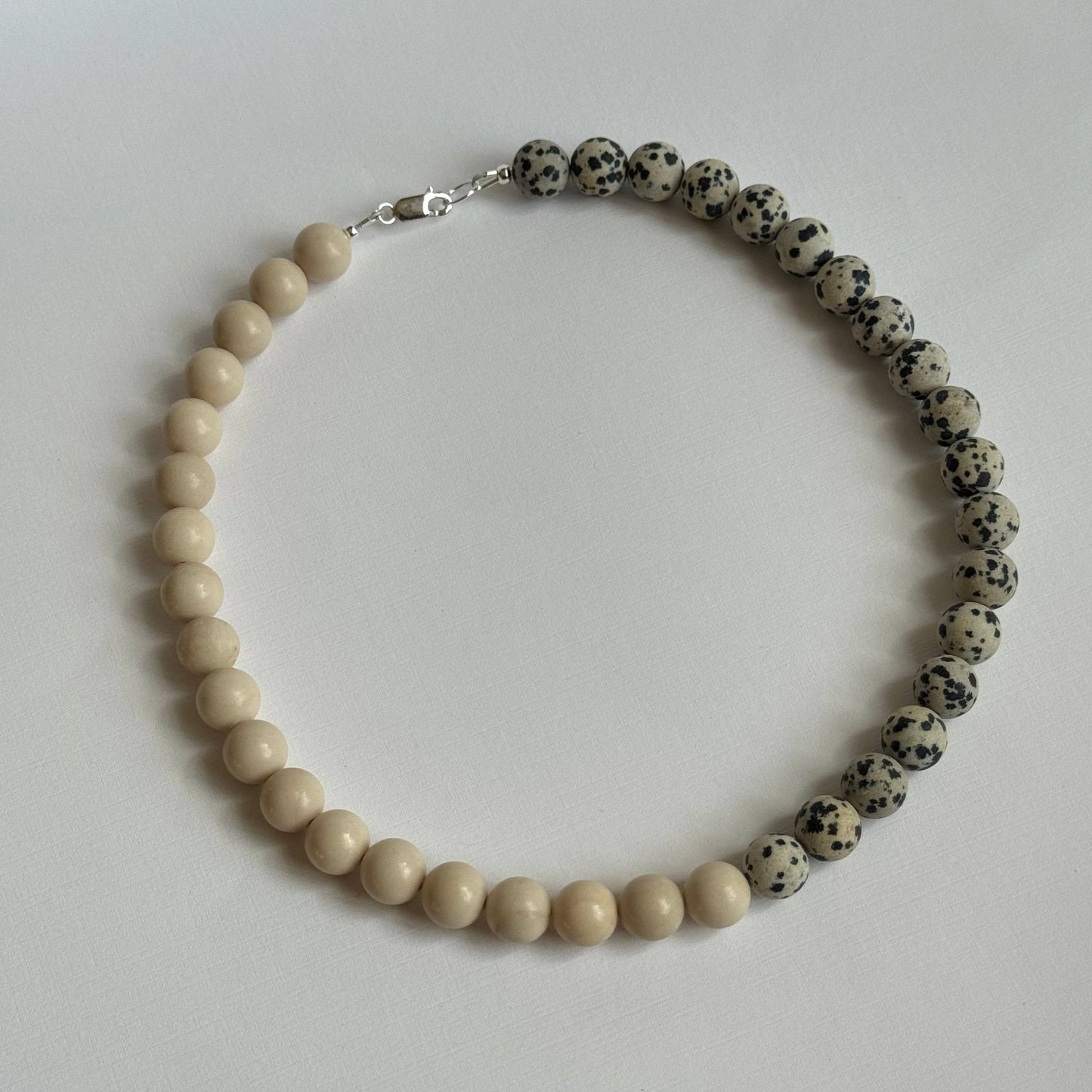 Stone Necklace - Dalmation & Fossil Jasper