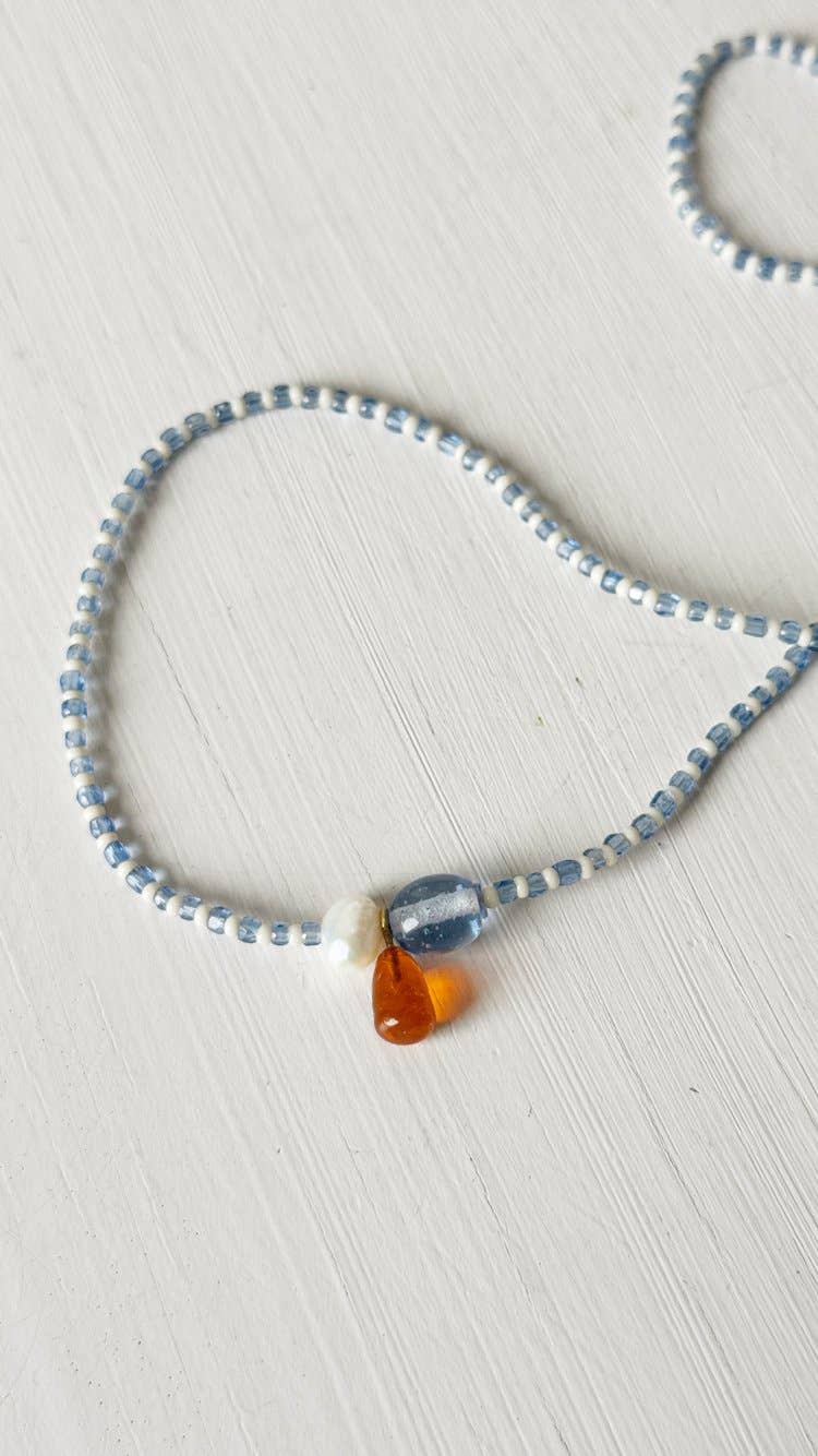Recycled Lovers - Glass and Shell Necklace