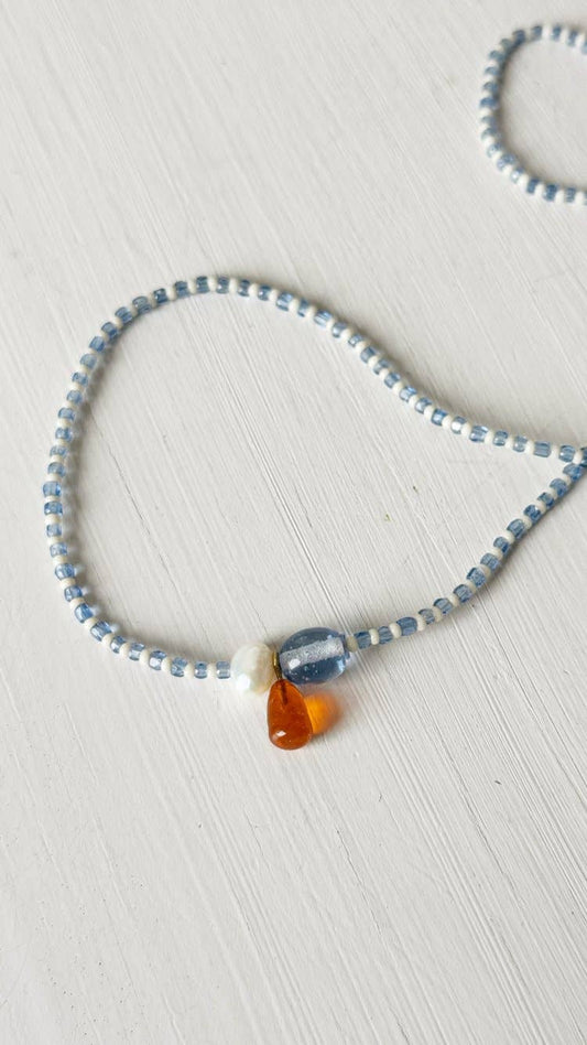 Recycled Lovers - Glass and Shell Necklace