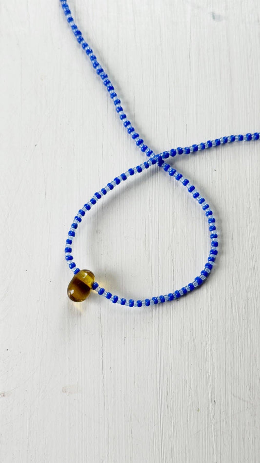 Recycled Lovers - Glass Pendant Necklace - Amber Glass