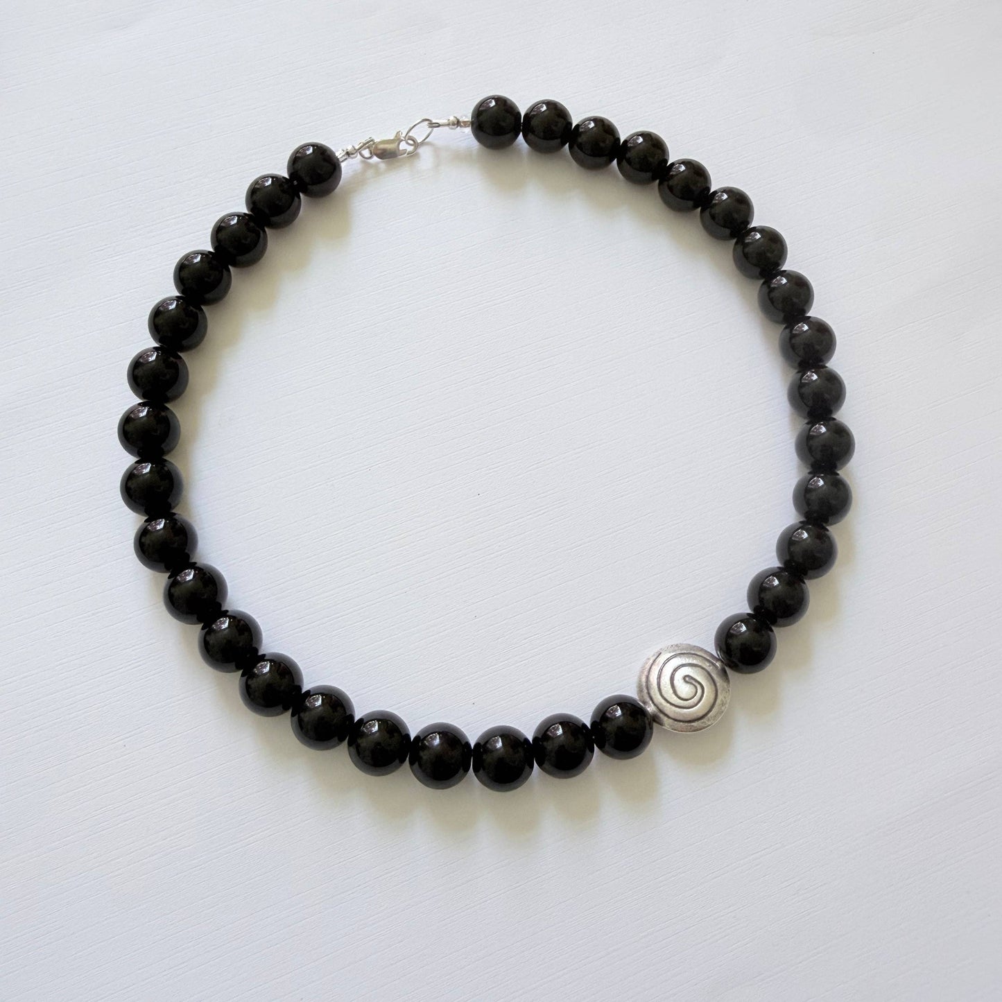 The Spiral Necklace — Black Jasper & Sterling Silver