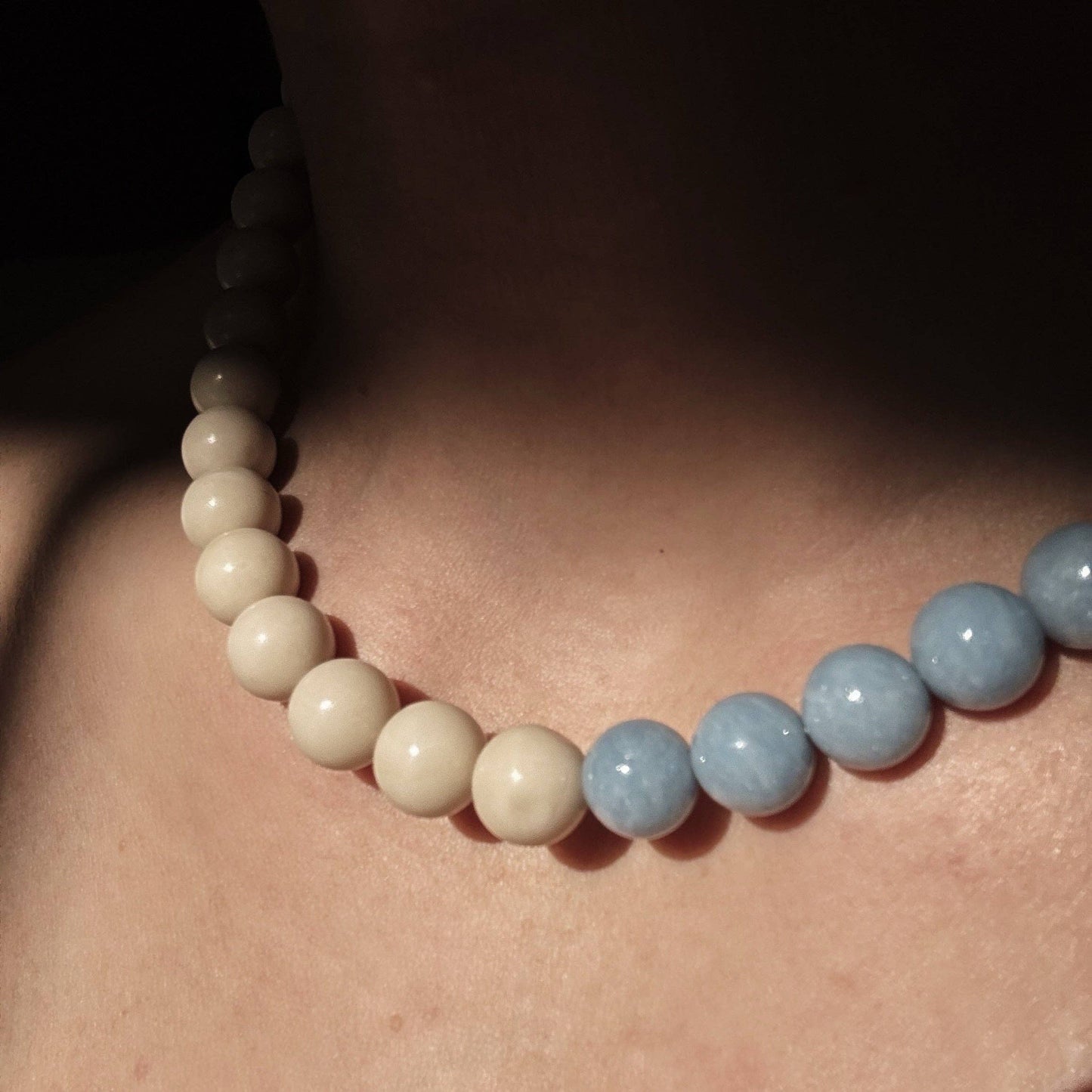 Le Ciel Necklace — Angelite × Fossil Jasper