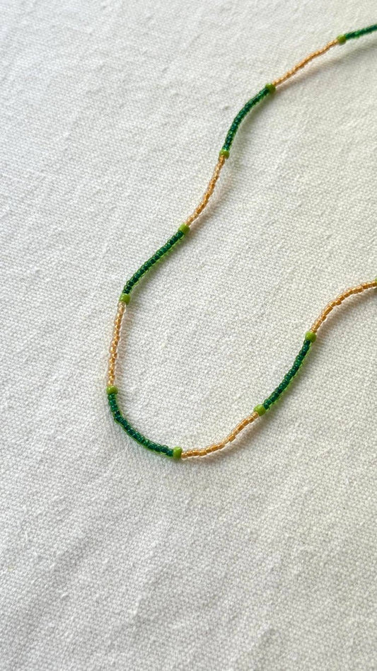 Recycled Lovers - Beaded Necklace Green/Gold