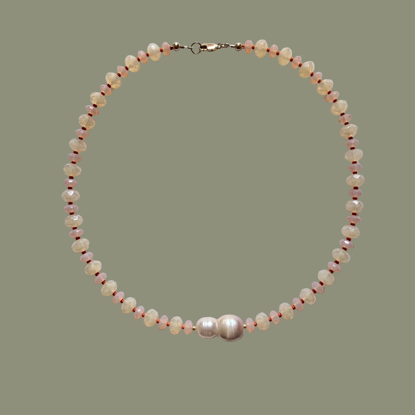 Apricot — Opalite & Pearl Necklace
