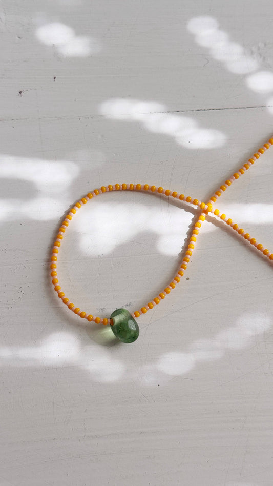 Recycled Lovers - Glass Pendant Necklace - light green Glass