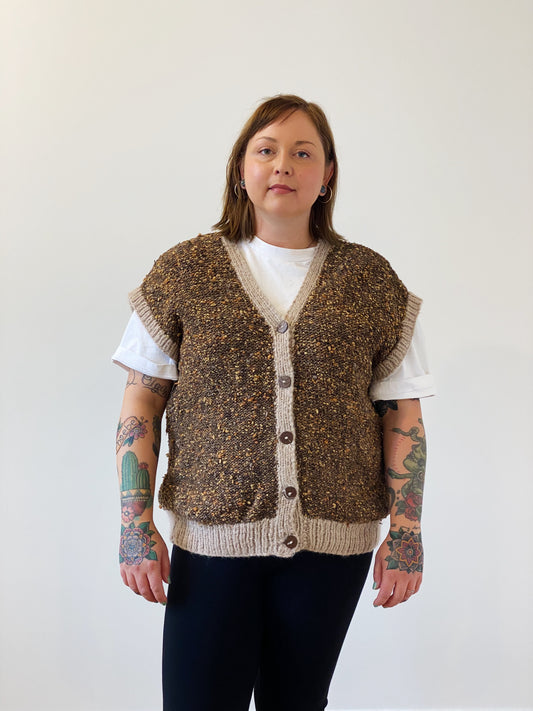 Vintage knit vest with buttons (L)