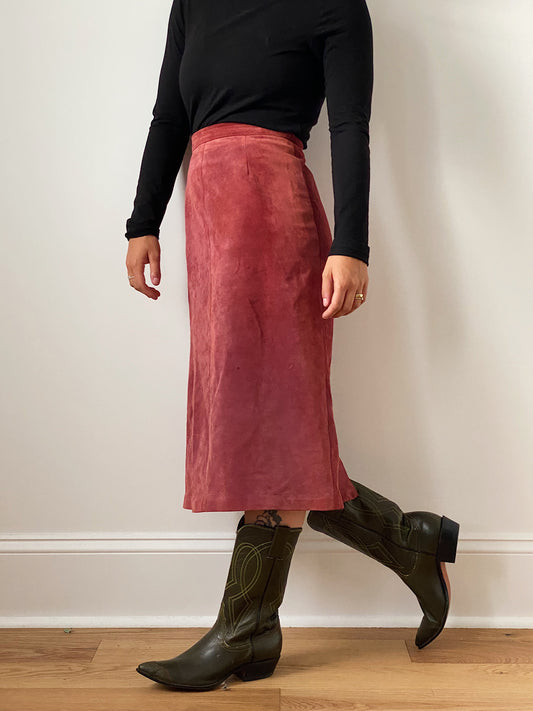 Vintage suede skirt — made in Canada (25”)