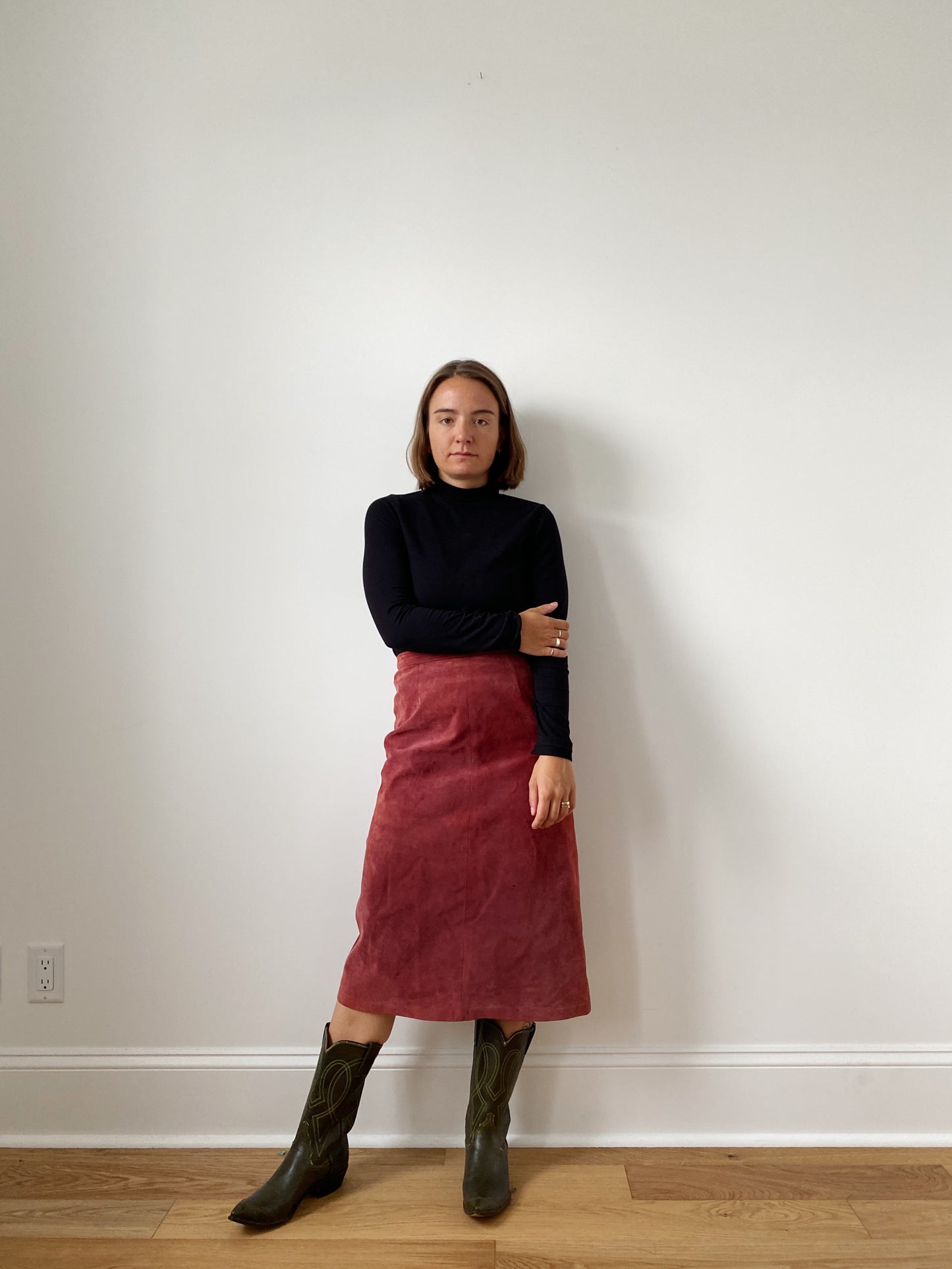 Vintage suede skirt — made in Canada (25”)